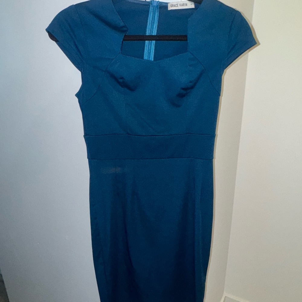 Grace Karin Elegant Blue Midi Dress